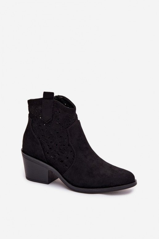  kauboistiilis saapad  kõrge jämeda kontsaga S.Barski HY61-8012 Must