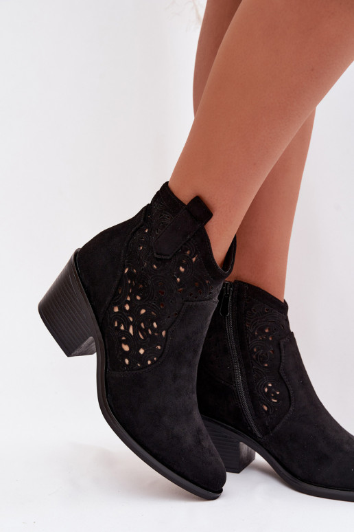  kauboistiilis saapad  kõrge jämeda kontsaga S.Barski HY61-8012 Must