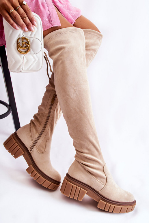 seemisnakhsed  pika säärega saapad  Elevandiluu värvi Cheera