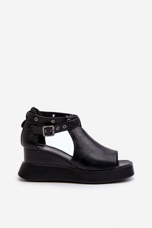 Naistesandaalid platvormiga I Koturnie eko-nahast Must Hloeli