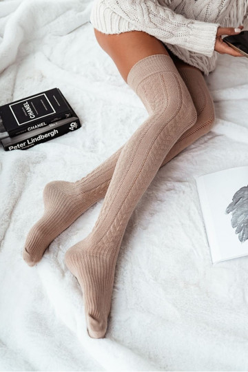 Zakolanówki   Warkocz beeži värvi