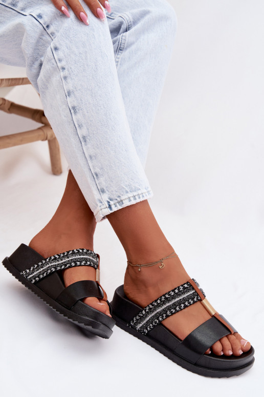 naiste plätud platvormiga Triipudega I Kuldset värvim Detalem Must Tahlia