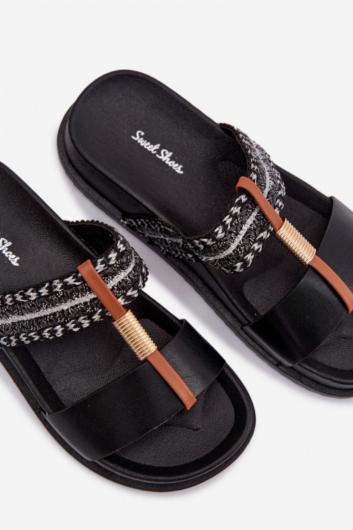 naiste plätud platvormiga Triipudega I Kuldset värvim Detalem Must Tahlia