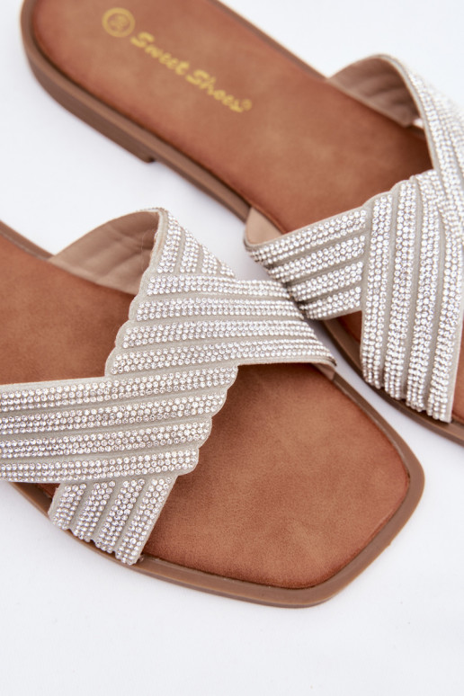 naiste plätud laiade nööridega säravate kristallidega Hõbedat värvi Zinnia