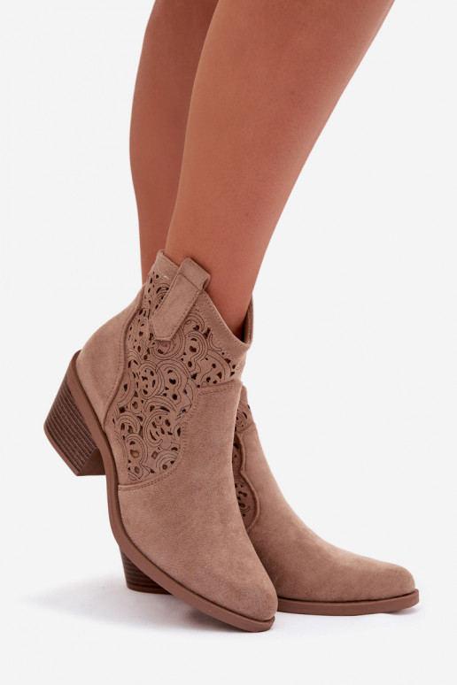  kauboistiilis saapad  kõrge jämeda kontsaga S.Barski HY61-8012 beeži värvi