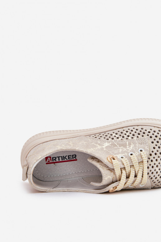 Ažuursed seemisnahast jalatsid  platvormiga Artiker 56C2108 beeži värvi-Kuldset värvi