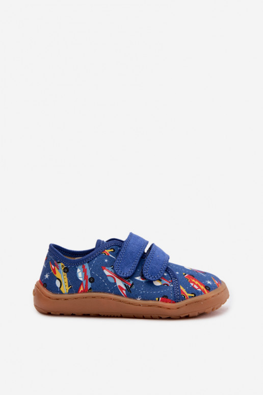 Laste sussid Barefoot kosmoselaevadega Froddo Canvas G1700440-5 sinise värviga