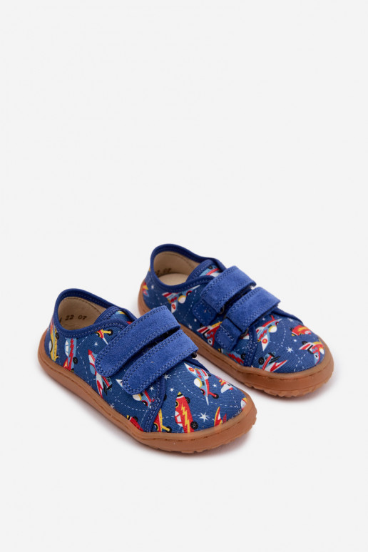 Laste sussid Barefoot kosmoselaevadega Froddo Canvas G1700440-5 sinise värviga