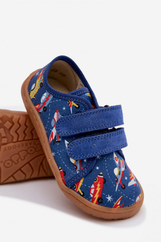 Laste sussid Barefoot kosmoselaevadega Froddo Canvas G1700440-5 sinise värviga