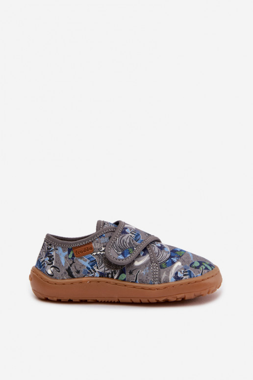 Laste poiste sussid Velcro kinnitusega Barefoot Surfer Froddo G1700438-7 halli värviga