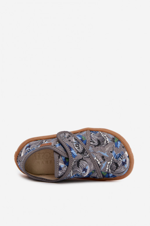 Plätud Laste jalanõud poiste krõpsudega kinnitatav Barefoot Surfer Froddo G1700438-7 Halli värvi