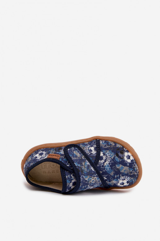 Laste poiste sussid Velcro kinnitusega Barefoot pallidega Froddo G1700438-6 tumesinise värviga