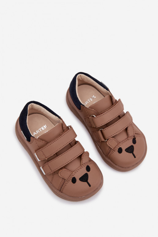 Nahksed barefoot laste kingad karu teema Bartek 8600654 beež
