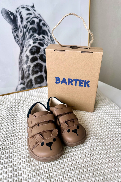 Nahksed barefoot laste kingad karu teema Bartek 8600654 beež