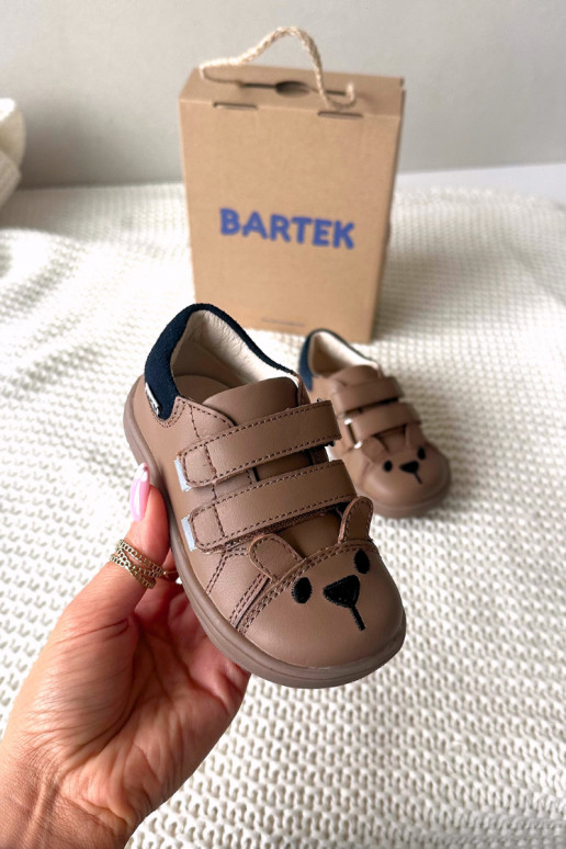 Nahksed barefoot laste kingad karu teema Bartek 8600654 beež