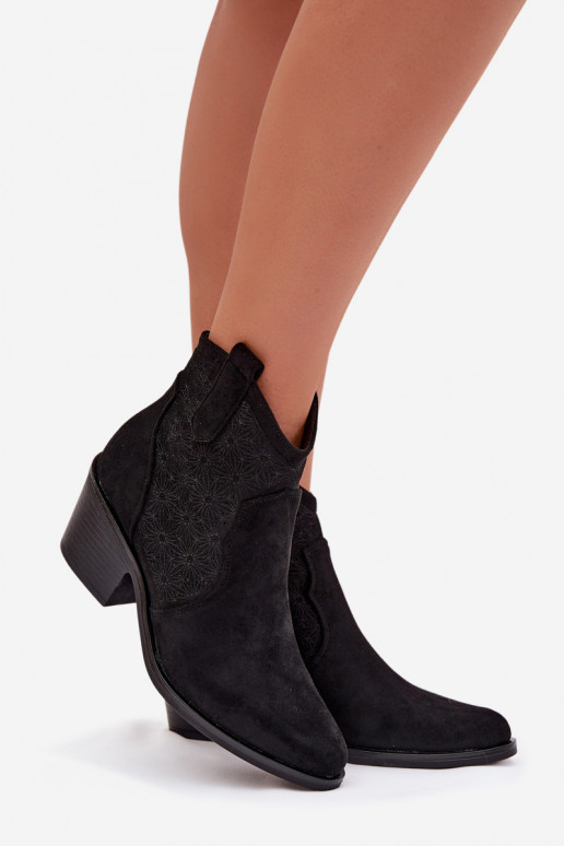 Saapad  kõrge jämeda kontsaga S.Barski HY61-8013 Must