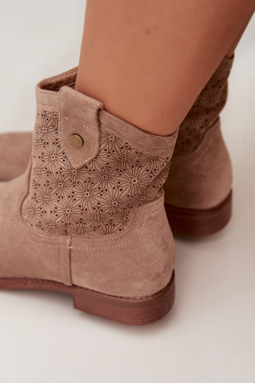 Naiste poolsaapad laiade nööridega  S.Barski HY61-8025 beeži värvi