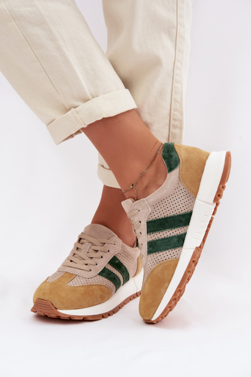 Naiste jalatsid Sneakers mudel naturaalsest sametist liiva-kollase värviga