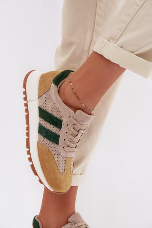 Naiste jalatsid Sneakers mudel naturaalsest sametist liiva-kollase värviga