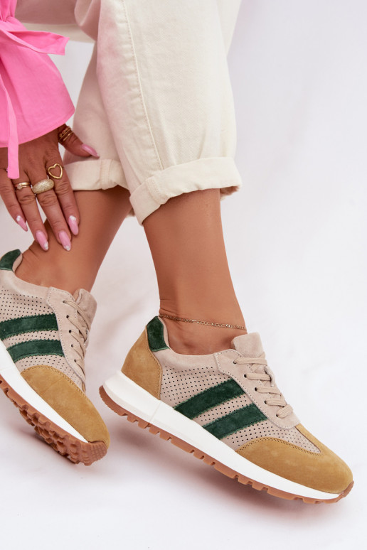 Naiste jalatsid Sneakers mudel naturaalsest sametist liiva-kollase värviga