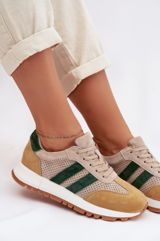 Naiste jalatsid Sneakers mudel naturaalsest sametist liiva-kollase värviga