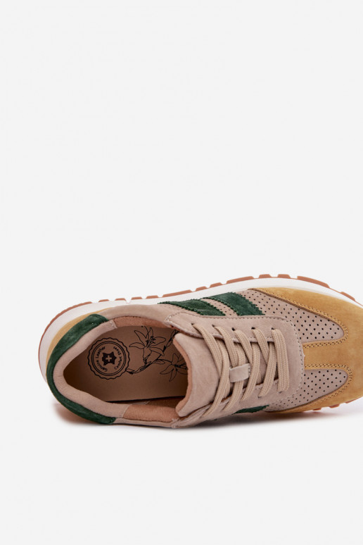 Naiste jalatsid Sneakers mudel naturaalsest sametist liiva-kollase värviga