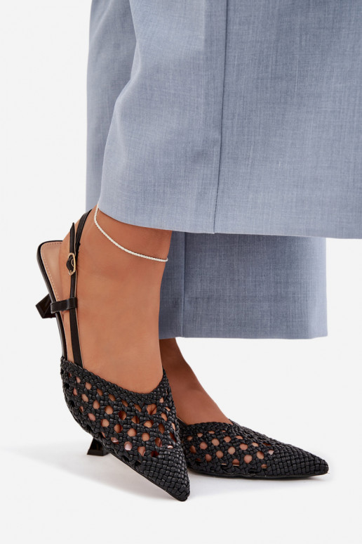 Mustad mustrilised naiste sandaalid kontsadega Selinae