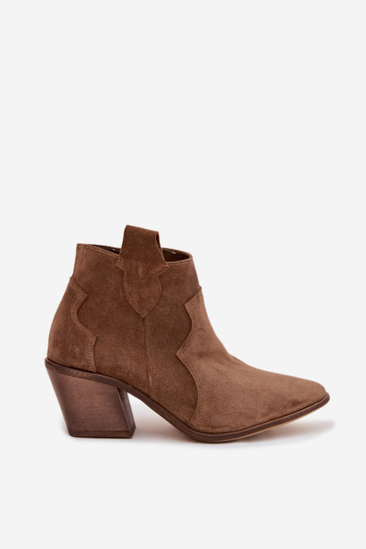 Cowboy-stiilis saapad naturaalsest seemisnahast khaki värvi Zazoo 3153