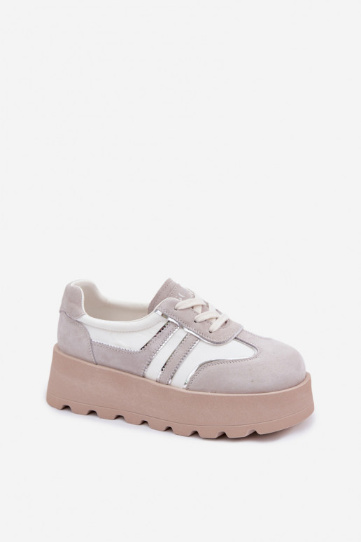 Valged sametist naiste spordijalatsid platvormiga GOE TT2N4052