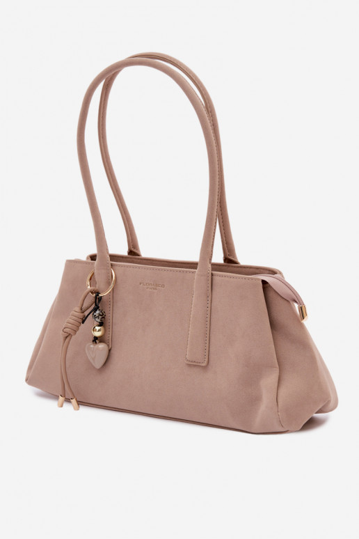 Käekott kunstsuede detailidega elevandiluust värvi Nelina