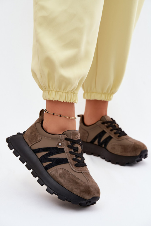 Tehisnahast spordijalatsid platvormiga Vinceza 41520 khaki