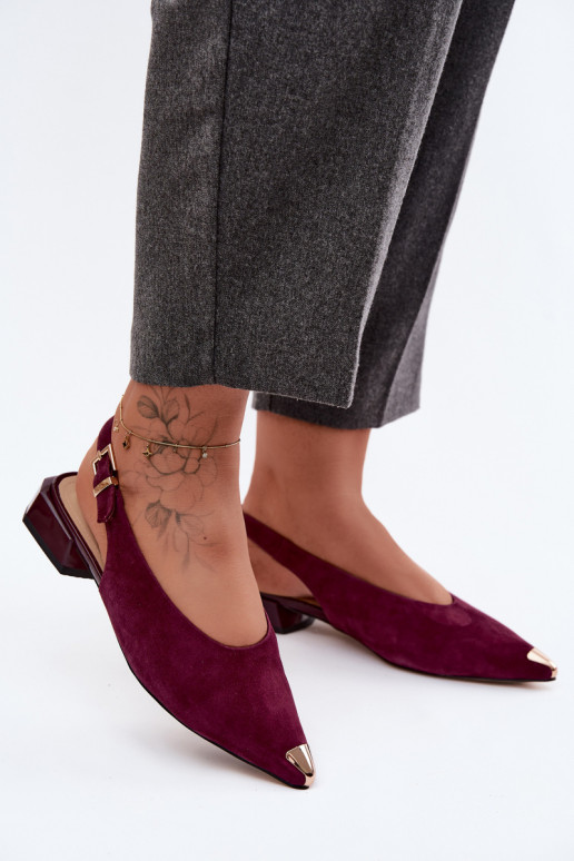 Naiste sametist sandaalid madalal konts D&A CR61-3050 burgundi