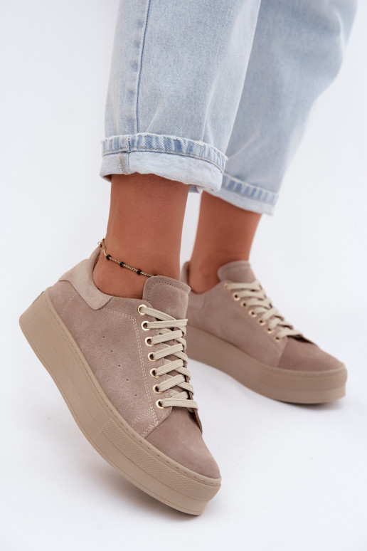 Naiste sneakers kunstnahast liivakarva platvormiga Zazoo N408S7