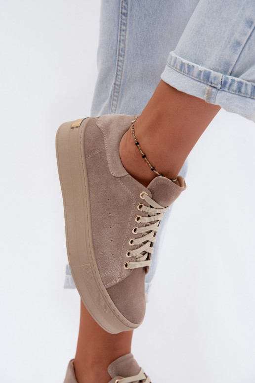 Naiste sneakers kunstnahast liivakarva platvormiga Zazoo N408S7