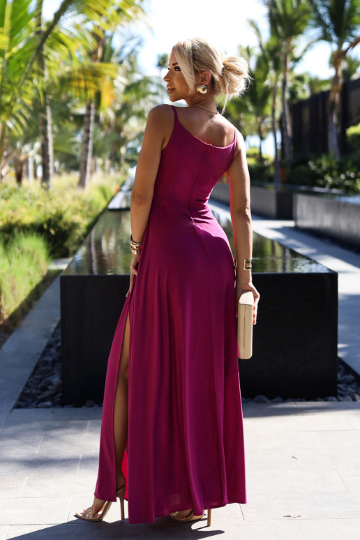 CHIARA elegantne maxi pikk kleit õlapaeltega - FUKSIA sädelevate detailidega