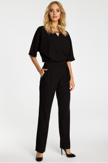 Must jumpsuit kimono varrukatega