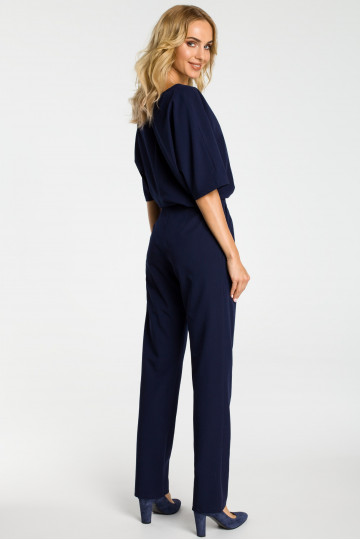 Tumedalt sinine jumpsuit kimono varrukatega 2