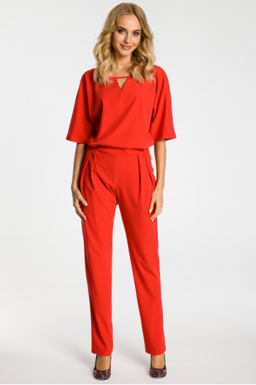Punane jumpsuit kimono varrukatega