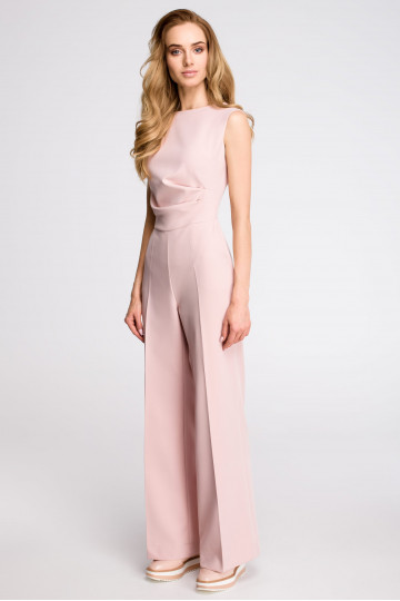 Lai lõikega jumpsuit - pulberroosa