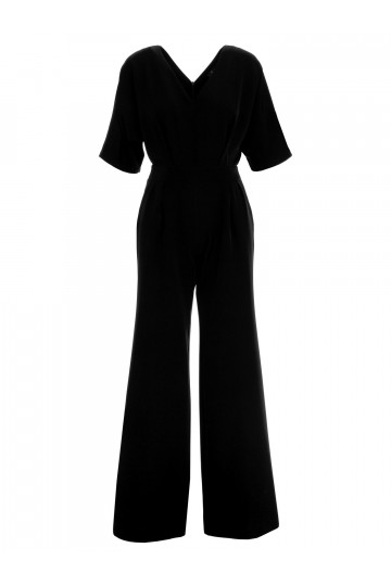 Lai lõikega jumpsuit V-kaelusega - must 2