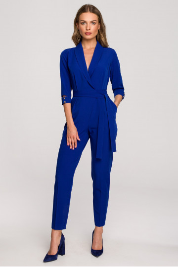 Kuninglikult sinine jumpsuit kaelusega