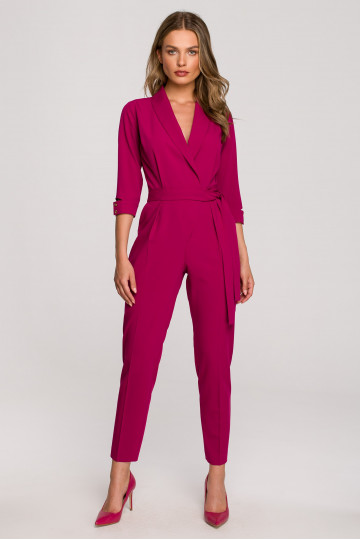 Pluumivärvi jumpsuit kaelusega