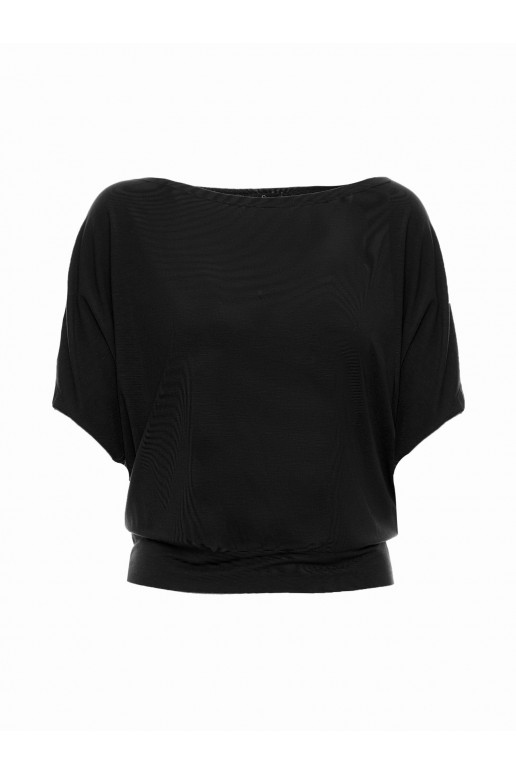 Viskoosist pluus avatud õlavarrejoonega - must