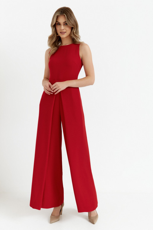 Punane laia püksiga jumpsuit