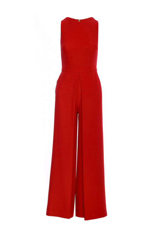 Punane laia püksiga jumpsuit