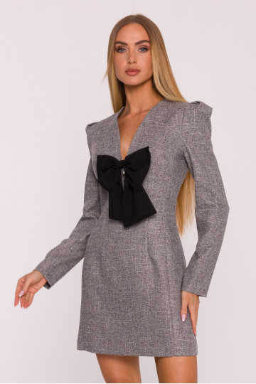 M869 Tweed kleit V-kujulise kaelusega - grafiit