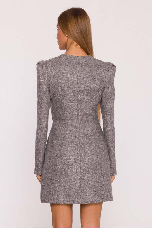 M869 Tweed kleit V-kujulise kaelusega - grafiit