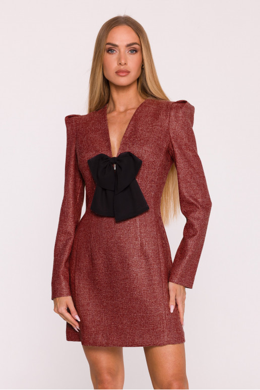 M869 Tweed kleit V-kujulise kaelusega - bordoo