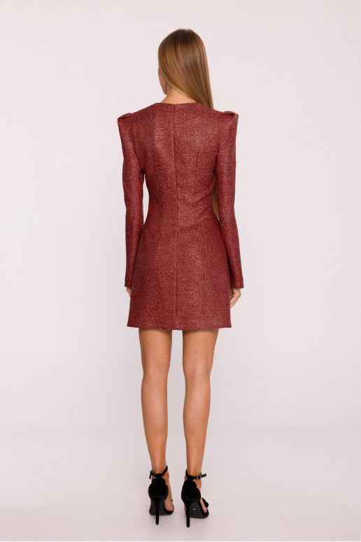 M869 Tweed kleit V-kujulise kaelusega - bordoo
