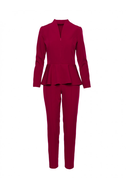 Bordo värvi kombinesoon peplumiga